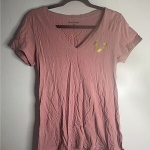 Pink True Religion V-neck cotton tee
